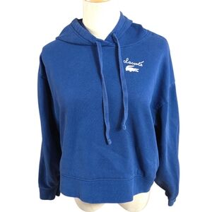 Lacoste Blue Cropped Hoodie Sweatshirt